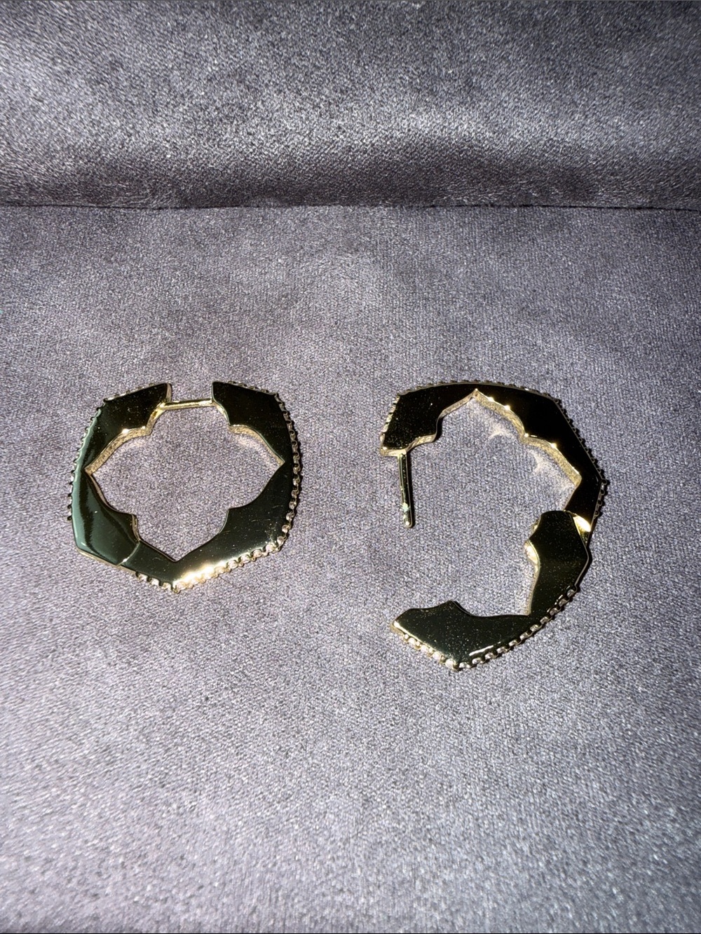 Kendra Scott Mikki Gold Pave Hoop Earrings in White Crystal.
